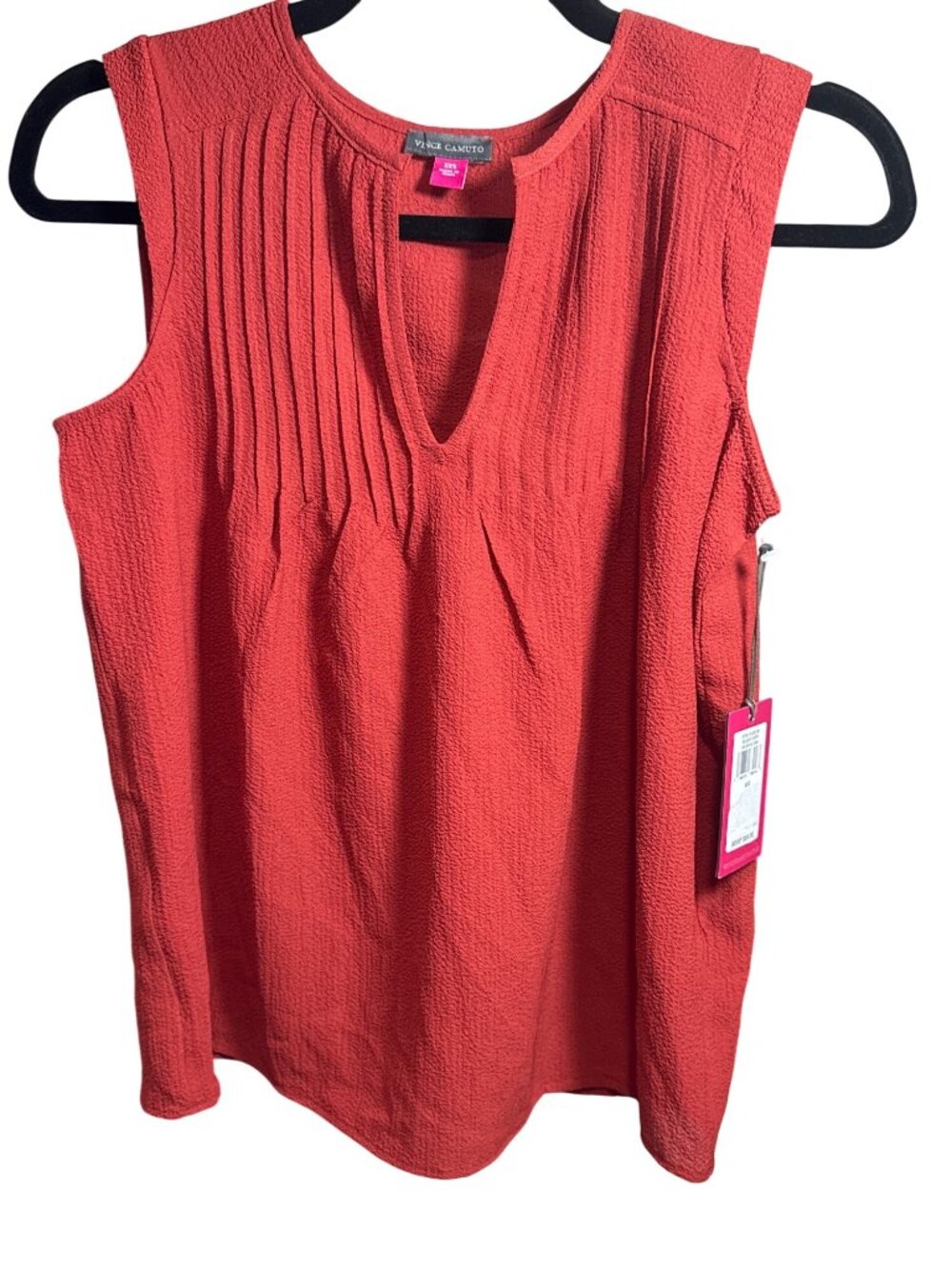 NWT Vince Camuto Chili Red Textured Pleated Sleeveless Top S MSRP $69 - Picture 2 of 7